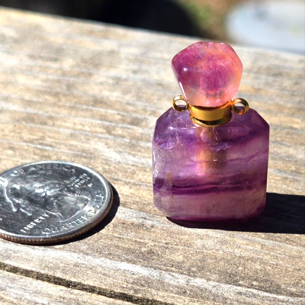Amethyst Purple & Pink Crystal Bottle Essentisl Oil Aroma Therapy - Picture 1 of 4